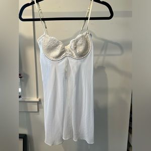 La senza white mesh open top with lace bra detail bow in the back